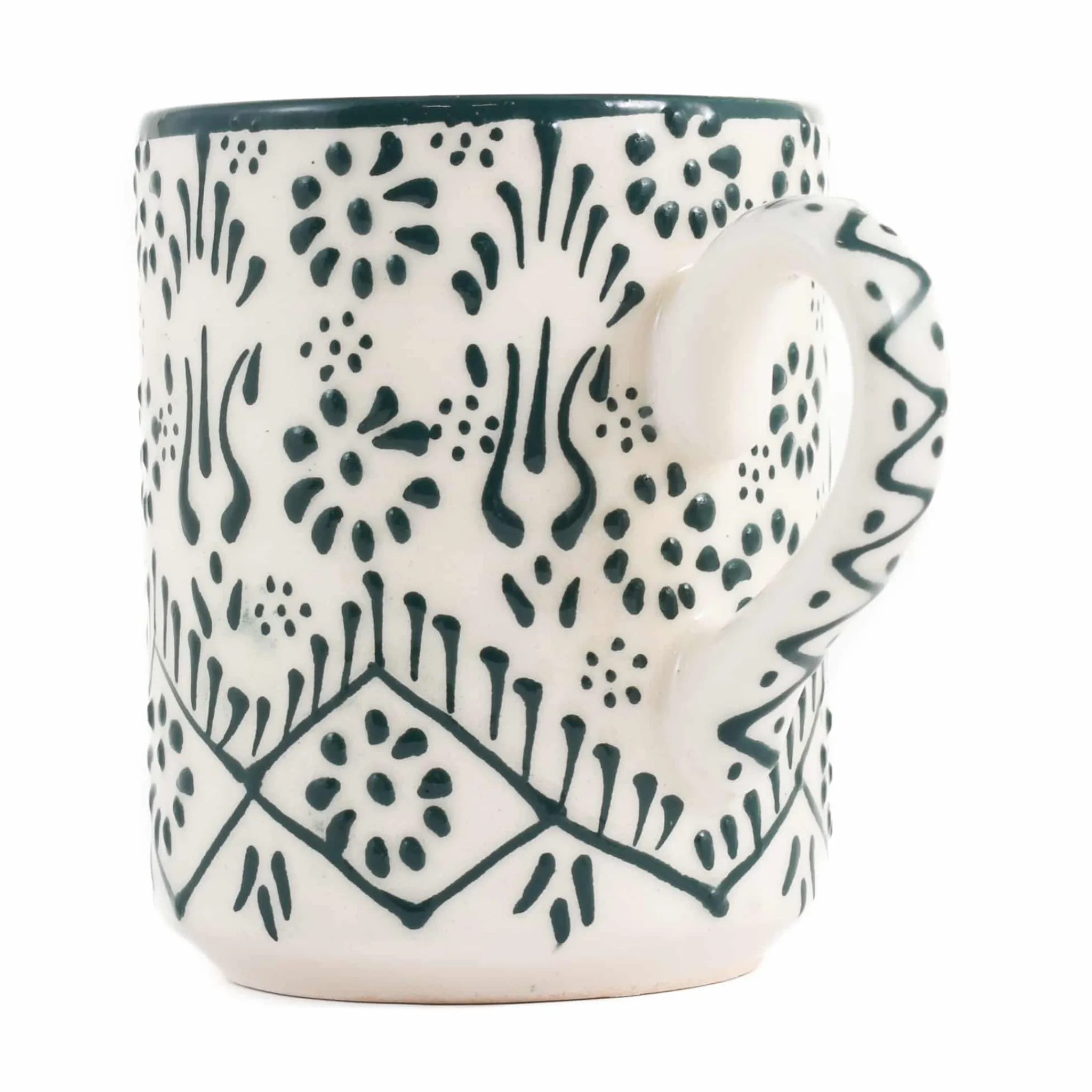El Boyali Seramikler Yesil Ve Beyaz Boyali Straight Mug, 325ml Online